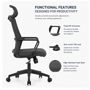 <span class=keywords><strong>Silla</strong></span> <span class=keywords><strong>de</strong></span> Oficina Ergonómica y Ortopédica sin Ruedas, Base Fija, Reposacabezas y Reposabrazos Ajustables, Venta al por Mayor Directa <span class=keywords><strong>de</strong></span> Fábrica - Product Image 4