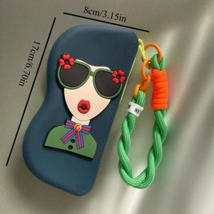 Multifunctional Portable Cute 3D Girl Silicone Sunglasses Case with Braided Lanyard Shockproof Eyeglass Protector for Women - Product Image 6