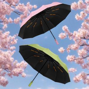 Custom logo Business Fully Automatic Travel Compact Windproof Lightweight Three Folding Strong Pongee Portable <b>Umbrella</b> Fold - Product Image 4