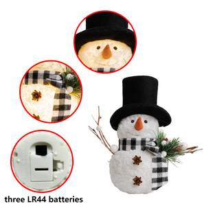 Hot-Selling New Product Christmas Ornaments with Luminous <b>Lights</b> Black & White Checkered Scarf & Hat 30 cm Snowman Decorations - Product Image 3