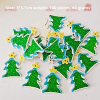 Stok Langsung Dari Cina Tempat Asal DIY Kancing Kayu Pohon Natal Buatan Tangan Murni Warna Campuran