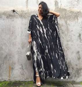 Designer Boho Bohemian Women's Wear Rayon Tie Dye Long <b>Kaftan</b> - Product Image 2