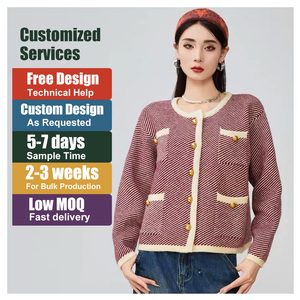 Suéteres Femininos Personalizados de Manga Longa, Moda em Tricô, Cardigãs Tricotados para Mulheres, Jaquetas de Tricô, Roupas - Product Image 1