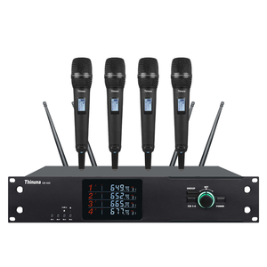 Thinuna UR-400 Microfone de conferência sem fio portátil de alta qualidade 4*100 Frequências Selecione 2U UHF 4 canais <span class=keywords><strong>FM</strong></span> de longa distância - Product Image 1