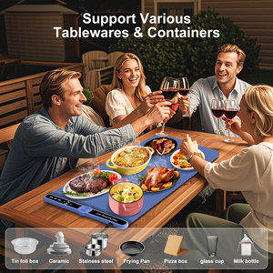Adjustable Temperature Anti-Slip <b>Electric</b> Warming Tray Food Warmer <b>Pad</b> <b>Heating</b> Tray Mat Silicone Food Warming Mat - Product Image 4