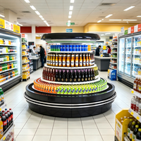 Réfrigérateur de présentation circulaire certifié CE avec étagères réglables pour magasin de détail