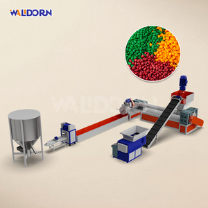 Ligne de recyclage des déchets plastiques : sacs tissés LDPE HDPE, géotextiles, bâches, découpeuse, compacteur, extrudeuse, granulateur - Product Image 1