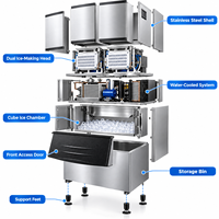 Machine à glaçons industrielle refroidie à l'eau 500 kg/jour avec compresseur, en acier inoxydable, pour usine de glace, PLC, garantie 1 an