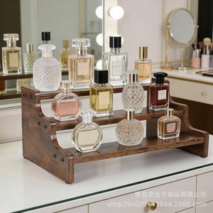 Wooden Three Tier Cosmetic Organizer <b>Desktop</b> Storage Rack For Perfume Bottles Makeup Toiletries - Product Image 3