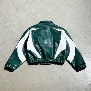 Custom Clothing Manufacturer Leather <b>Jacket</b> Vintage Streetwear <b>Zip</b> <b>up</b> <b>Jacket</b> With Lining Cotton Pu Leather <b>Jacket</b> - Product Image 2