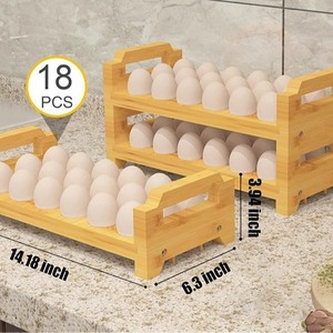 Wooden Egg Rack Multi Layer Stackable <b>Kitchen</b> Storage For Food Organization - Product Image 3