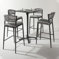 Tabouret de bar en aluminium, mobilier d'extérieur à cordes tissé, chaise basse, loft, ensemble de table basse à double cadre, 9 pièces