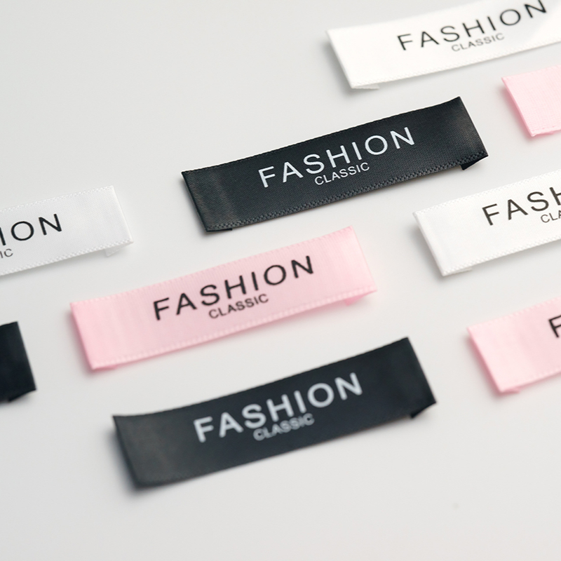 Белая Экологически чистая одежда, дешевая Дамасская Складная атласная этикетка на шею, ткань высокой плотности