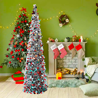 Sapin de Noël artificiel pliable de 6 pieds, paillettes rondes colorées, adapté aux rassemblements de vacances, décorations de Noël.