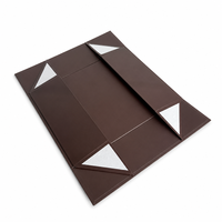 Boîte en papier enduit pliable haut de gamme avec logo personnalisé, fermeture magnétique étanche, ruban et estampage à chaud doré, portable et écologique