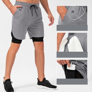 Pantalones Cortos Deportivos 2 en 1 para Hombre, <span class=keywords><strong>de</strong></span> Compresión, para Entrenamiento, con Logotipo Personalizado Yutuo, <span class=keywords><strong>de</strong></span> Alta Calidad, con Bolsillos - Product Image 2