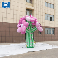 Modèle d'arbre à fleurs rose gonflable géant personnalisé pour la décoration de scène d'événements en plein air