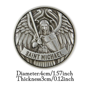 Arcángel St Michael Challenge Coin Antique Silver Plated Protection Souvenir Moneda conmemorativa coleccionable - Product Image 2