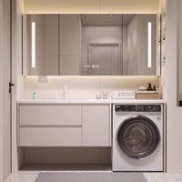 Ensemble de meuble-lavabo double personnalisable à poser au mur, style crème, en MDF, pour salles de bain d'appartements, d'hôtels et de villas
