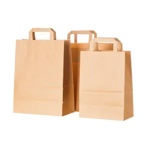 Bolsas de papel de tamaño pequeño, mediano y grande, marrón, Kraft, bolsas de comestibles, paquete de hornear alimentos, bolsas de papel