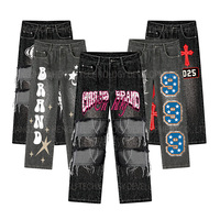 Jeans skater et streetwear hip-hop pour hommes pantalons amples de danse et de skateboard pantalons décontractés en denim délavés à l'acide jeans baggy personnalisés pour hommes