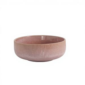 Assiette en céramique rayée classique, vaisselle en porcelaine, personnalisée, gaufrée, émaillée réactive, bol de mariage, écologique, passe au lave-vaisselle - Product Image 1