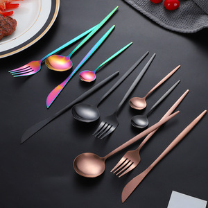 Stainless Steel Cutlery Set Polished Round Spoon Coffee Spoon Western Steak Knife Fork Durable Solid Color Adult Use - Product Image 2