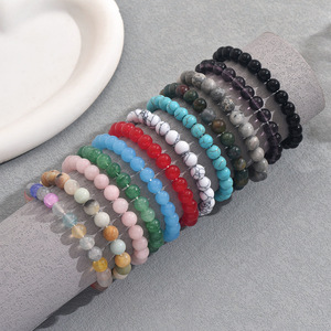 Natural Stone <b>Beaded</b> Bracelet <b>Set</b> Geometric Pattern Office Career Jewelry Accessories - Product Image 2