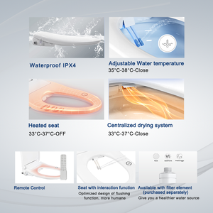 Housse de siège de toilette intelligente télécommandée Siège de bidet chauffant en plastique Siège de toilette intelligent - Product Image 5