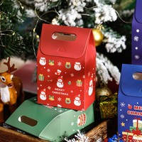Boîte Cadeau de Noël pour Bonbons et Fruits Pingan, Sac d'Emballage pour Biscuits et Snacks avec Poignée, Carton Blanc Imprimé en Quatre Couleurs