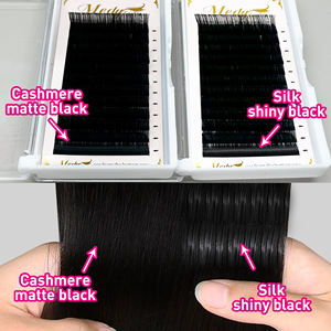 मेडी निजी लेबल सॉफ्ट रूसी वॉल्यूम आईलेश एक्सटेंशन ट्रे थोक डार्क मैट काले रेशम मिनी - Product Image 2