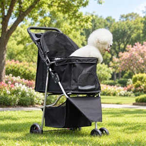 Carrito Plegable Oxford para Mascotas, Perros y Gatos, Ligero, de 4 Ruedas, Cómodo, Portátil, con Cesta de Almacenamiento - Product Image 5