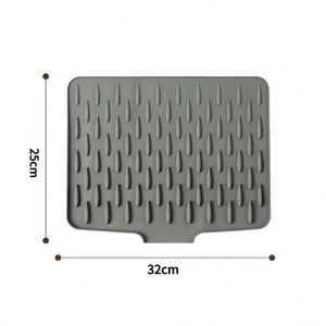Multifunctional Food-Grade <b>Silicone</b> Kitchenware Drying <b>Mat</b> Countertop Use with Built-in Drainage Lip - Product Image 2