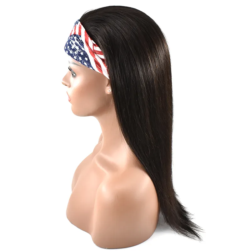 No Lace Machine Made Wigs Body Wave Headband Wigs For African American Woman