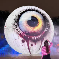 Lumière décorative gonflable d'Halloween en forme d'œil lumineux, grand modèle d'œil de dessin animé suspendu, étanche IP65, blanc chaud, pour extérieur