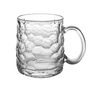 380m 새겨진 밝은 얼음 균열 디자인 유리 컵 중형 커피 마시는 컵 주스 잔