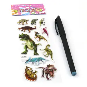 Autocollant de dinosaure de dessin animé Kawaii personnalisé 3d mignon Animal éponge en mousse bouffante autocollants pour enfants Festival fête autocollant bouffant vente en gros