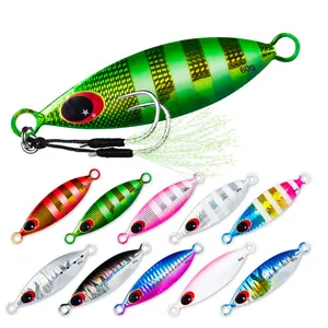 Japon Bass Metal Jigs Luminous 10g 20g 30g 40g 60g Leurres de pêche en mer avec hameçons Naufrage lent pour la pêche à la truite en eau salée