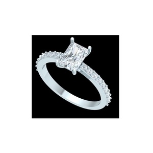 Anillo de Compromiso y Matrimonio de Diamante Cultivado en Laboratorio Radiante para Mujer, Plata de Ley 925, IGI, Venta al Por Mayor - Product Image 1