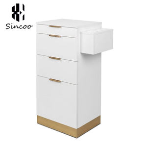 Modern Commercial Hair Salon MDF Mirror Mobile Work <b>Trolley</b> Styling Station Minimalist Design Durable Easy Moving <b>Tool</b> Cabinet - Product Image 4