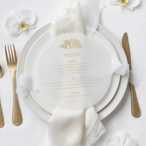 Papeterie <span class=keywords><strong>de</strong></span> <span class=keywords><strong>mariage</strong></span> avec votre croquis <span class=keywords><strong>de</strong></span> lieu papier vélin personnalisé Simple cercle plaque Menu cartes <span class=keywords><strong>de</strong></span> place - Product Image 1