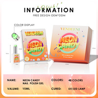 Coffret Cadeau de 48 Couleurs Néon Semi-Transparentes Rose Nude Nacrées Macaron – Vernis à Ongles Gel Couleur Unie pour Salon