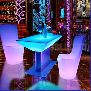Vente en gros table de bar à DEL rougeoyante meubles pour boîte de nuit table de cocktail lumineuse pour club