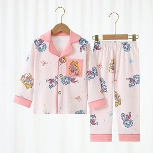 Nouveaux ensembles de pyjamas pour garçons et filles printemps/automne 2025, style long, pur coton, doux et respirant, vêtements de maison - Product Image 1