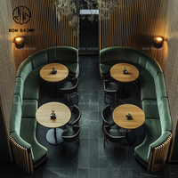 Banc carré en velours vert vintage, sièges de banquette personnalisés, table et chaises en bois durables, ensembles de meubles pour restaurant, hôtel, café