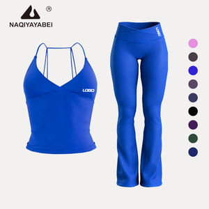 Women Seamless Vision Twist Front <strong>Longline</strong> <strong>Top</strong> Flares <strong>Leggings</strong> High Stretch Yoga <strong>Leggings</strong> Fitness Gym <strong>Wear</strong> Ropa Deportiva Mujer - Product Image 1