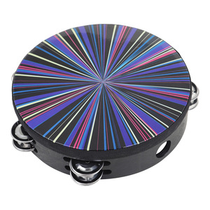 Pandero de mano OME DT-81 de 8 pulgadas con doble fila, diseño colorido con efecto radiante, construcción de poliéster y madera maciza, tambor de percusión manual - Product Image 5
