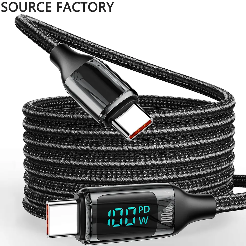 5A PD 100W Fast Charging Data Cable USB C To Type C Charge Cord Factory Custom Samsung Galaxy Mobile Phone Usb-C Charging Cable