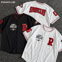Kaos Olahraga Pria Kerah Baseball Tanpa Kerah Cetak Chenille Oversize Katun Spandex Bernapas Cepat Kering Hip Hop Musim Panas Amerika