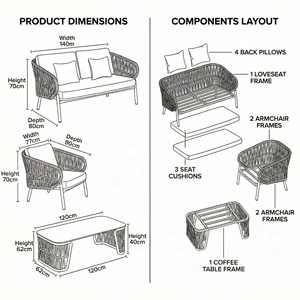 Set di Sedie e Divani in <span class=keywords><strong>Rattan</strong></span> per Esterni, Arredamento per Ville, Cortili, Giardini e Hotel. Divano in <span class=keywords><strong>Rattan</strong></span> per Uso Esterno. - Product Image 4